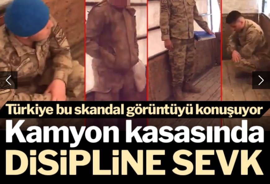 Skandal görüntü! Kamyon kasasında disipline sevk...