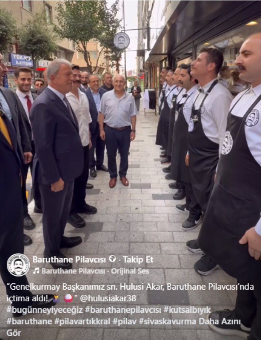 Dikkat!  komutuyla karşılandı: Hulusi Akar, fenomen pilavcıda sembolik içtima aldı